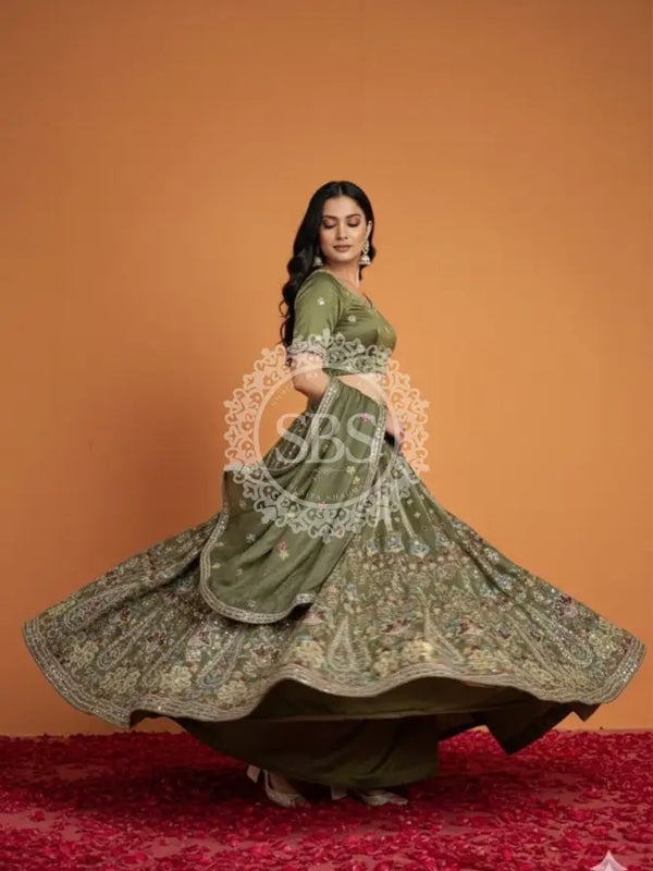 Pure Cosmos Floral Embroidery Lehenga