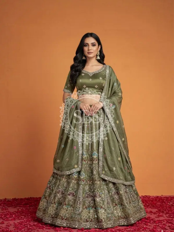 Pure Cosmos Floral Embroidery Lehenga