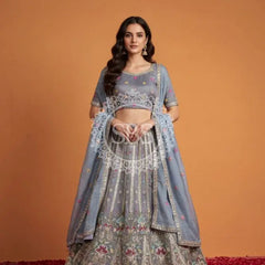 Pure Cosmos Floral Embroidery Lehenga