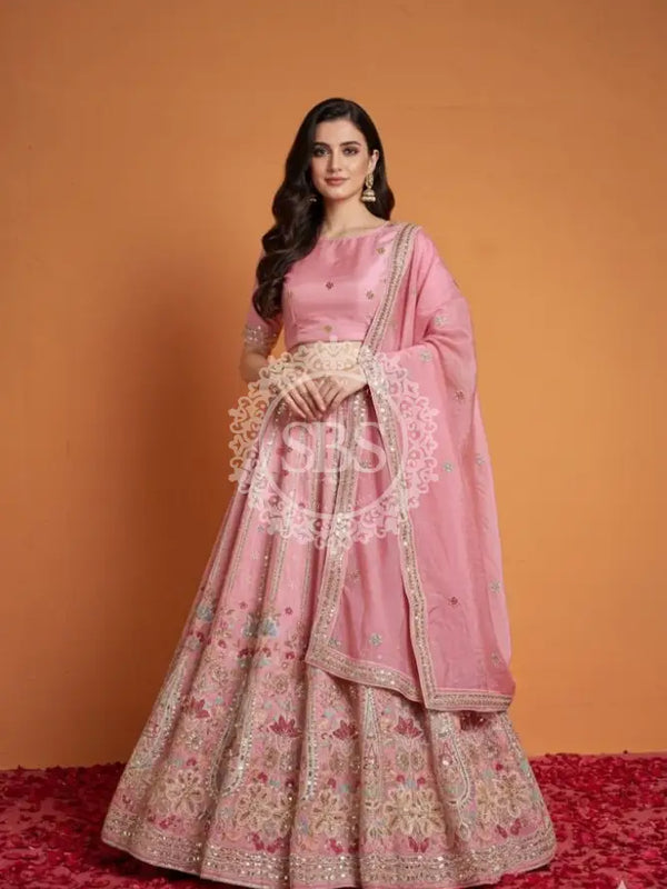 Pure Cosmos Floral Embroidery Lehenga