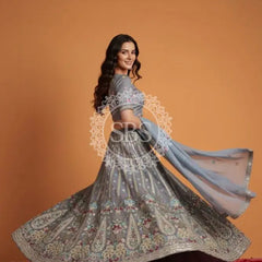 Pure Cosmos Floral Embroidery Lehenga