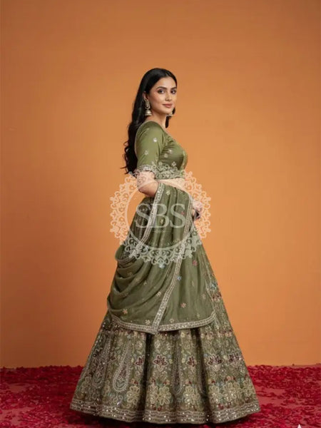 Pure Cosmos Floral Embroidery Lehenga