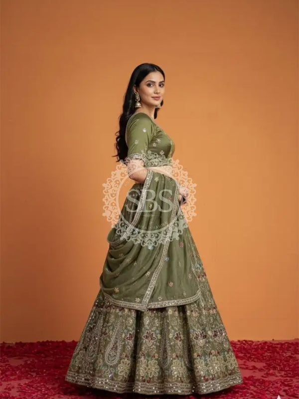 Pure Cosmos Floral Embroidery Lehenga