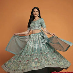 Pure Cosmos Floral Embroidery Lehenga