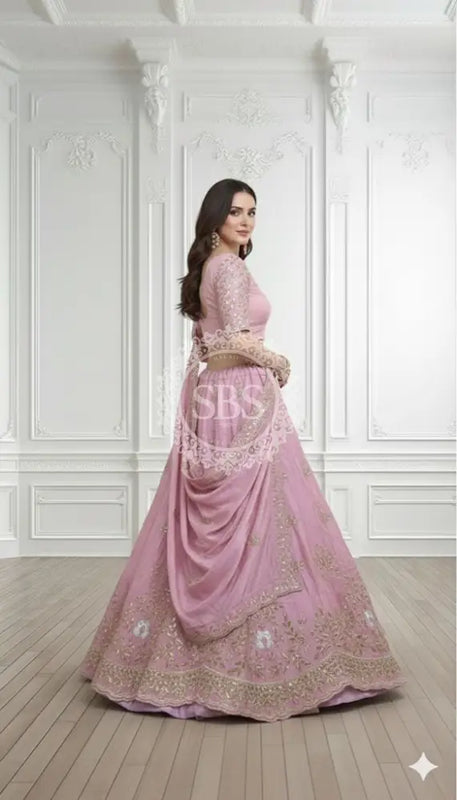 Pure Cosmos silk Handwork Lehenga