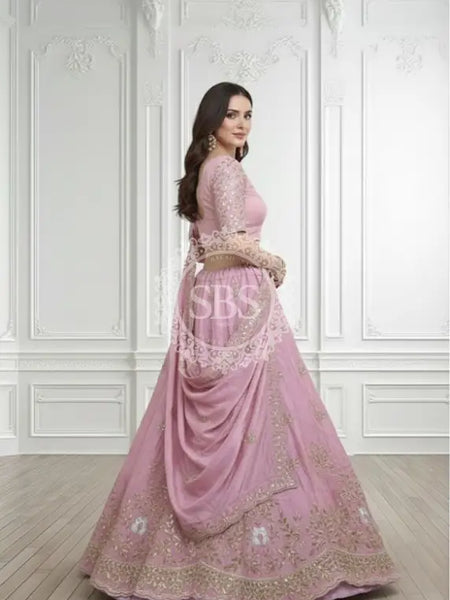 Pure Cosmos silk Handwork Lehenga