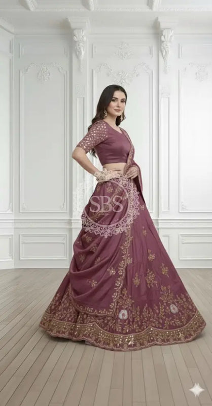 Pure Cosmos silk Handwork Lehenga