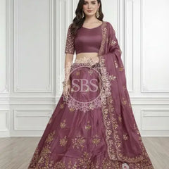 Pure Cosmos silk Handwork Lehenga Maroon