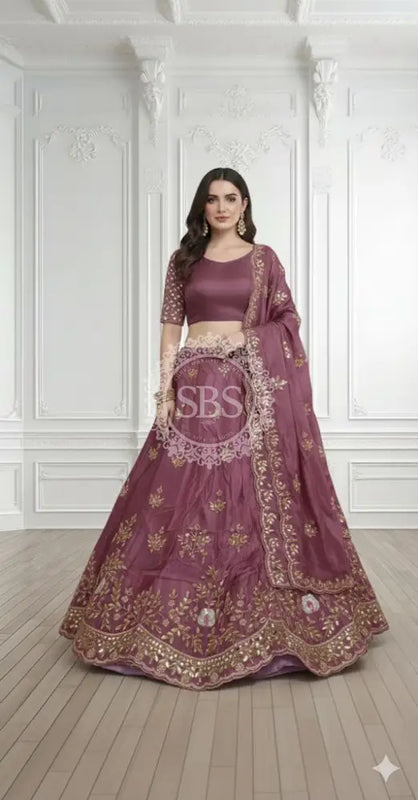 Pure Cosmos silk Handwork Lehenga Maroon