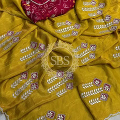 PURE COSMOS SILK SAREE Yellow / Free Size