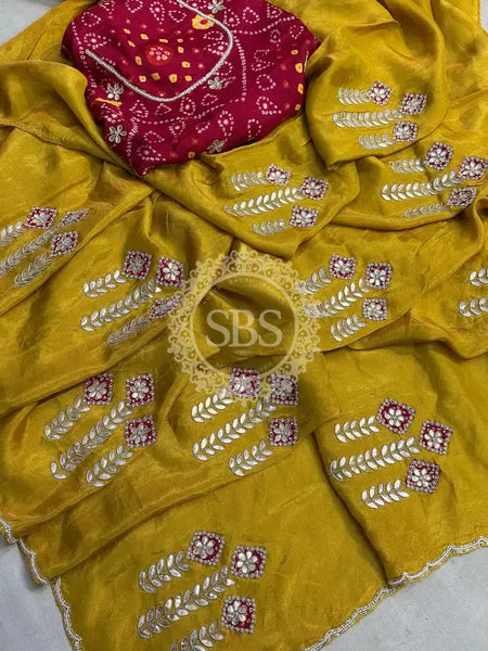 PURE COSMOS SILK SAREE Yellow / Free Size
