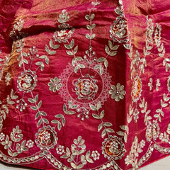 PURE COSMOS TISSUE HANDWORK GOTA PATTI LEHENGA