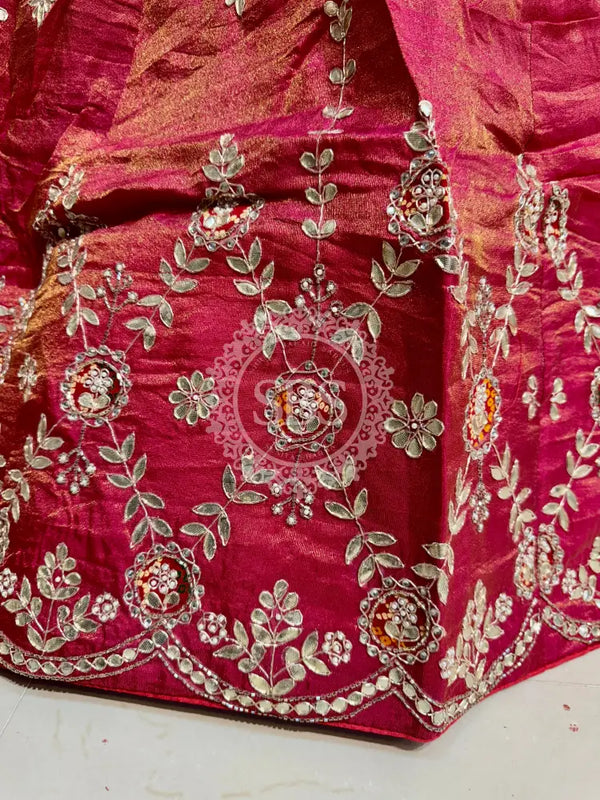 PURE COSMOS TISSUE HANDWORK GOTA PATTI LEHENGA