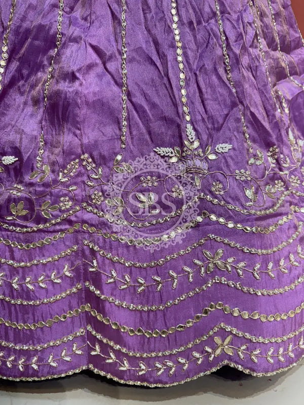 PURE COSMOS TISSUE HANDWORK GOTA PATTI LEHENGA