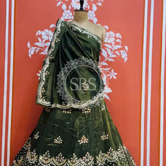 PURE COSMOS TISSUE HANDWORK GOTA PATTI LEHENGA