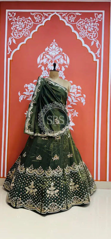 PURE COSMOS TISSUE HANDWORK GOTA PATTI LEHENGA