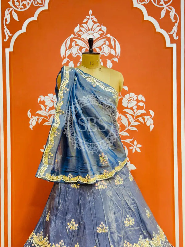 PURE COSMOS TISSUE HANDWORK GOTA PATTI LEHENGA