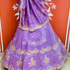 PURE COSMOS TISSUE HANDWORK GOTA PATTI LEHENGA
