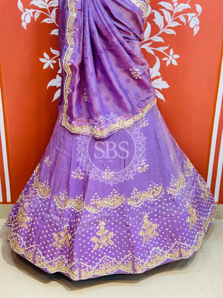 PURE COSMOS TISSUE HANDWORK GOTA PATTI LEHENGA