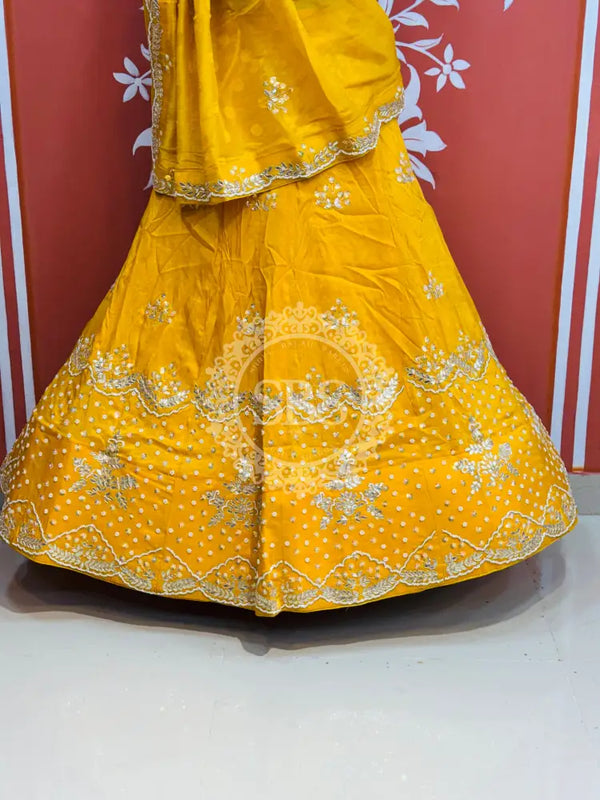 PURE COSMOS TISSUE HANDWORK GOTA PATTI LEHENGA