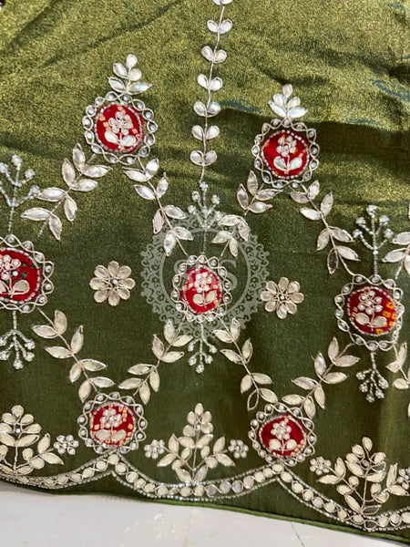 PURE COSMOS TISSUE HANDWORK GOTA PATTI LEHENGA