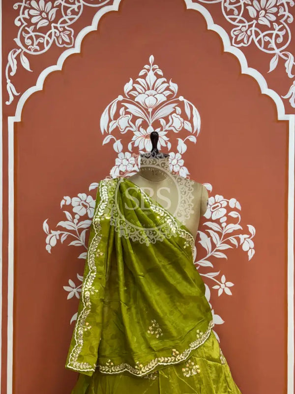 PURE COSMOS TISSUE HANDWORK GOTA PATTI LEHENGA