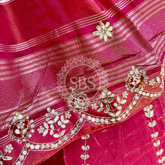 PURE COSMOS TISSUE HANDWORK GOTA PATTI LEHENGA