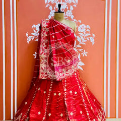 PURE COSMOS TISSUE HANDWORK GOTA PATTI LEHENGA