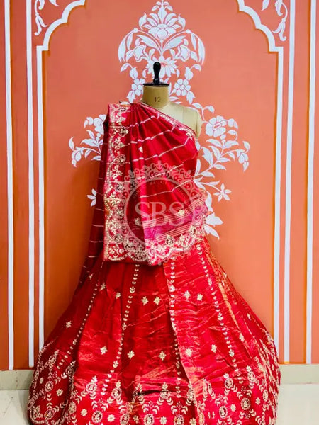 PURE COSMOS TISSUE HANDWORK GOTA PATTI LEHENGA