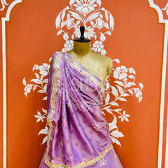 PURE COSMOS TISSUE HANDWORK GOTA PATTI LEHENGA