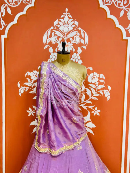 PURE COSMOS TISSUE HANDWORK GOTA PATTI LEHENGA