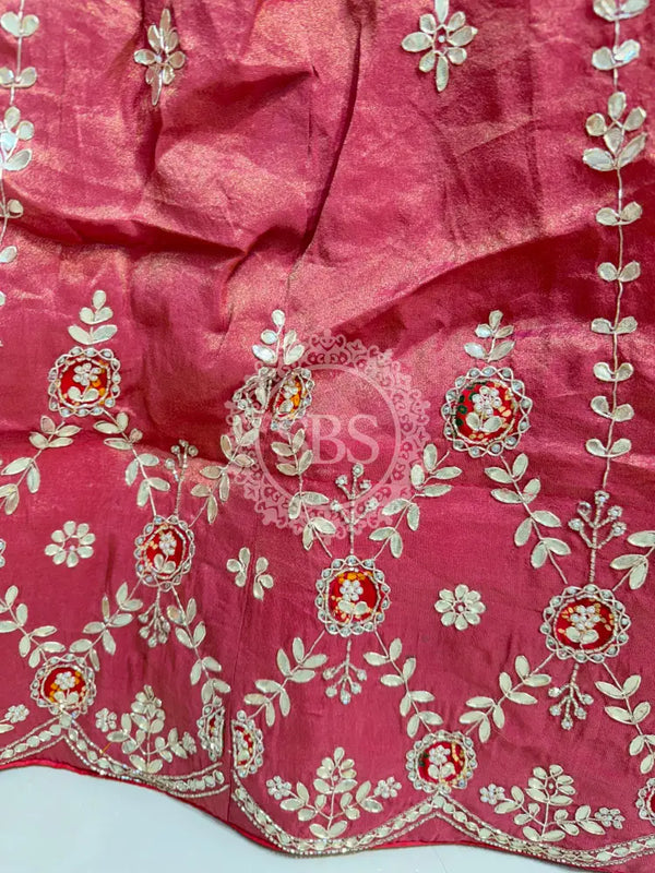 PURE COSMOS TISSUE HANDWORK GOTA PATTI LEHENGA