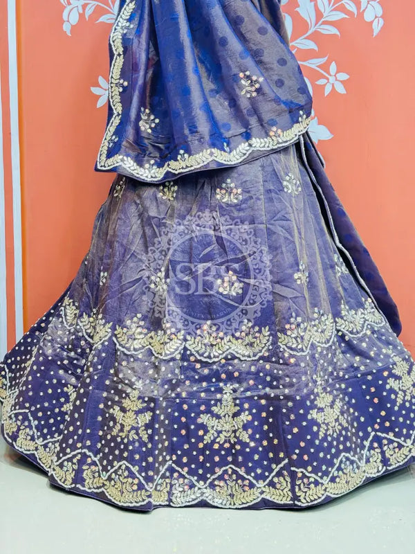 PURE COSMOS TISSUE HANDWORK GOTA PATTI LEHENGA