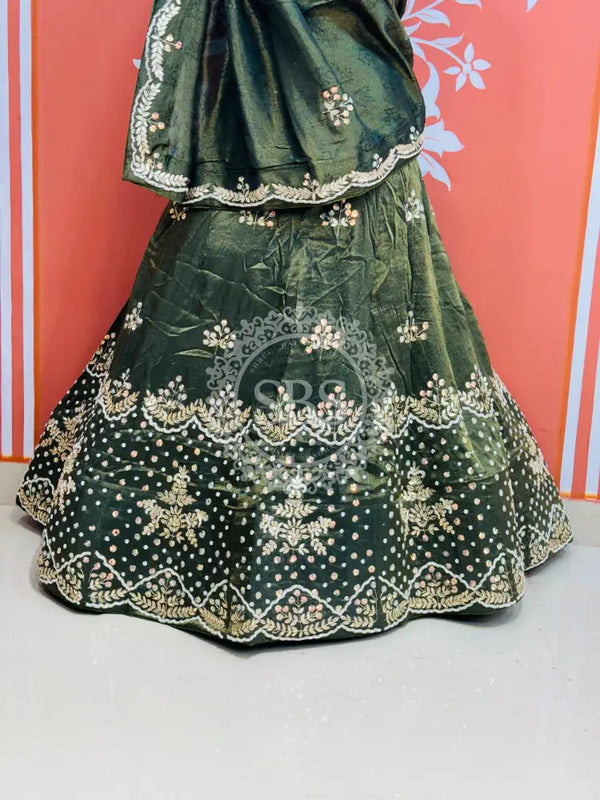 PURE COSMOS TISSUE HANDWORK GOTA PATTI LEHENGA