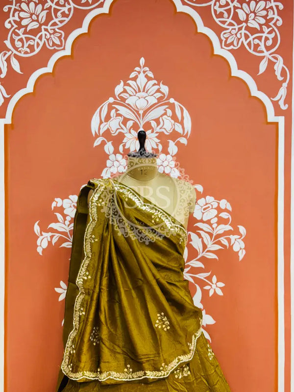 PURE COSMOS TISSUE HANDWORK GOTA PATTI LEHENGA