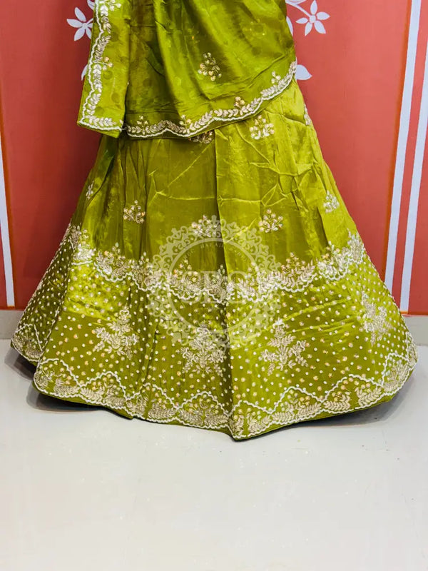 PURE COSMOS TISSUE HANDWORK GOTA PATTI LEHENGA