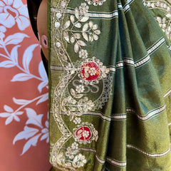 PURE COSMOS TISSUE HANDWORK GOTA PATTI LEHENGA