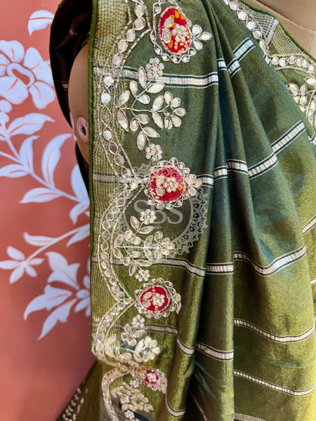 PURE COSMOS TISSUE HANDWORK GOTA PATTI LEHENGA