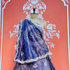 PURE COSMOS TISSUE HANDWORK GOTA PATTI LEHENGA