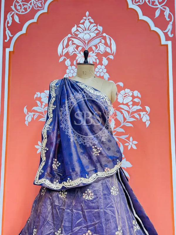 PURE COSMOS TISSUE HANDWORK GOTA PATTI LEHENGA