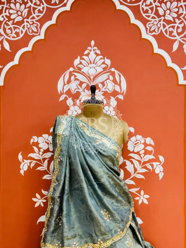 PURE COSMOS TISSUE HANDWORK GOTA PATTI LEHENGA