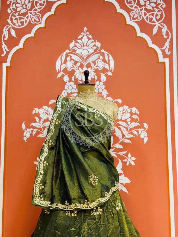 PURE COSMOS TISSUE HANDWORK GOTA PATTI LEHENGA