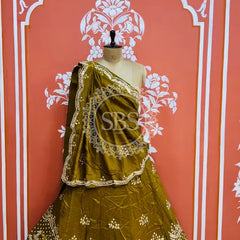 PURE COSMOS TISSUE HANDWORK GOTA PATTI LEHENGA Mustard / Free Size