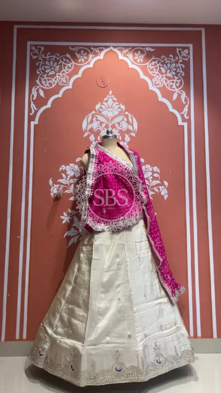 Pure Cosmos tissue Handwork Peacock Lehenga with Pure Georgette kacchi patti dupatta