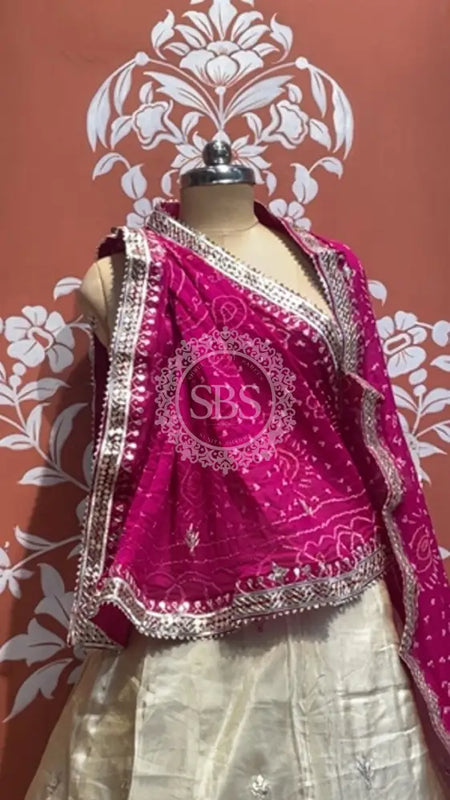 Pure Cosmos tissue Handwork Peacock Lehenga with Pure Georgette kacchi patti dupatta