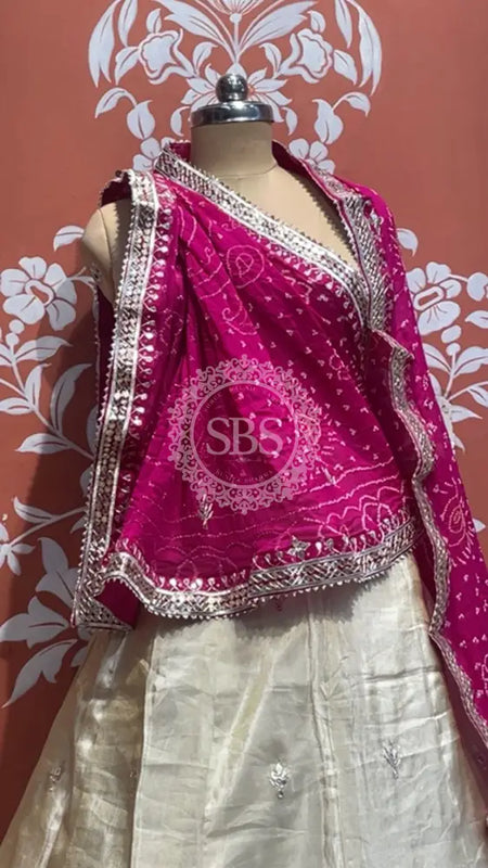 Pure Cosmos tissue Handwork Peacock Lehenga with Pure Georgette kacchi patti dupatta