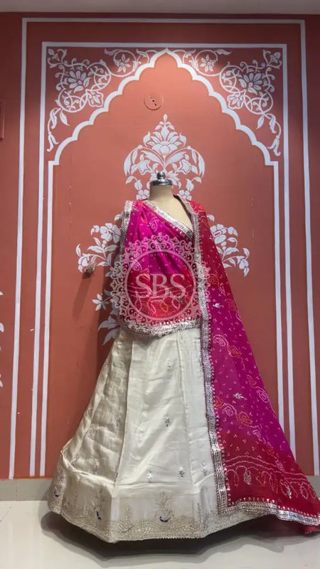 Pure Cosmos tissue Handwork Peacock Lehenga with Pure Georgette kacchi patti dupatta