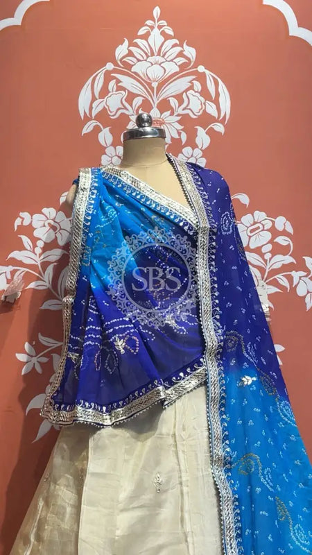 Pure Cosmos tissue Handwork Peacock Lehenga with Pure Georgette kacchi patti dupatta