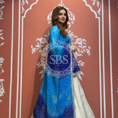 Pure Cosmos tissue Handwork Peacock Lehenga with Pure Georgette kacchi patti dupatta