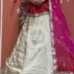 Pure Cosmos tissue Handwork Peacock Lehenga with Pure Georgette kacchi patti dupatta